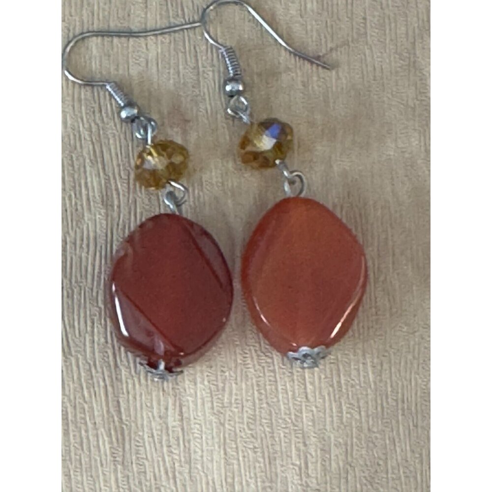 Gorgeous Carnelian Pendant on Carnlian and Orca Agate Strand Necklace w/Earrings - Picture 13 of 13